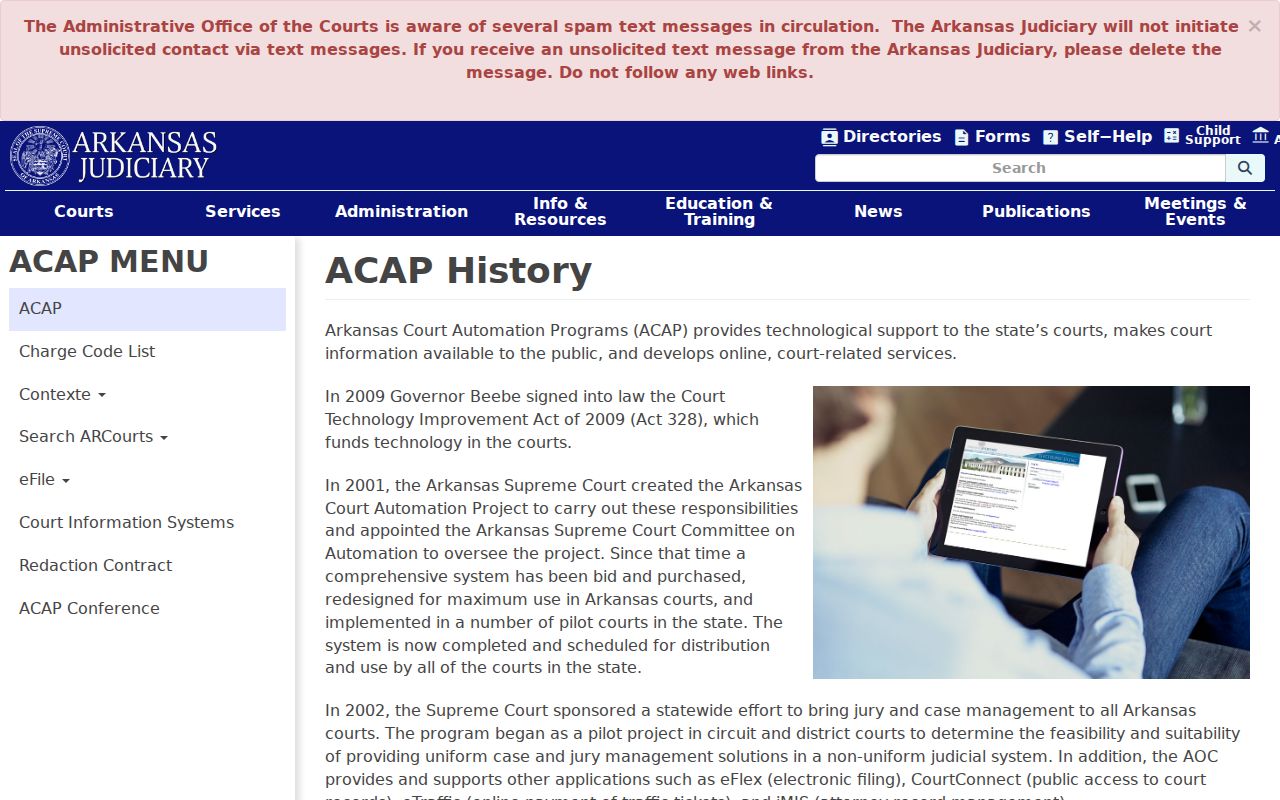 Arkansas court automation source for White County docket search data