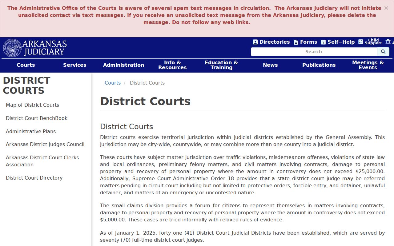 Arkansas District Court civil jurisdiction for White County civil court dockets