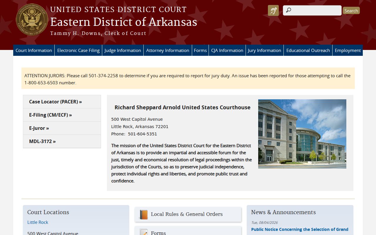 White County court records boundary with the Eastern District of Arkansas