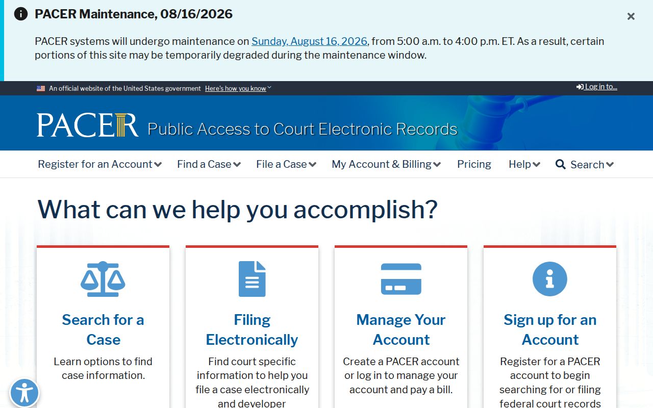 White County federal court record access through PACER