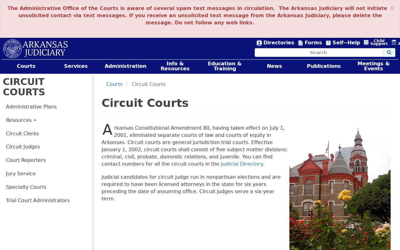 Arkansas Circuit Court jurisdiction for White County criminal court dockets