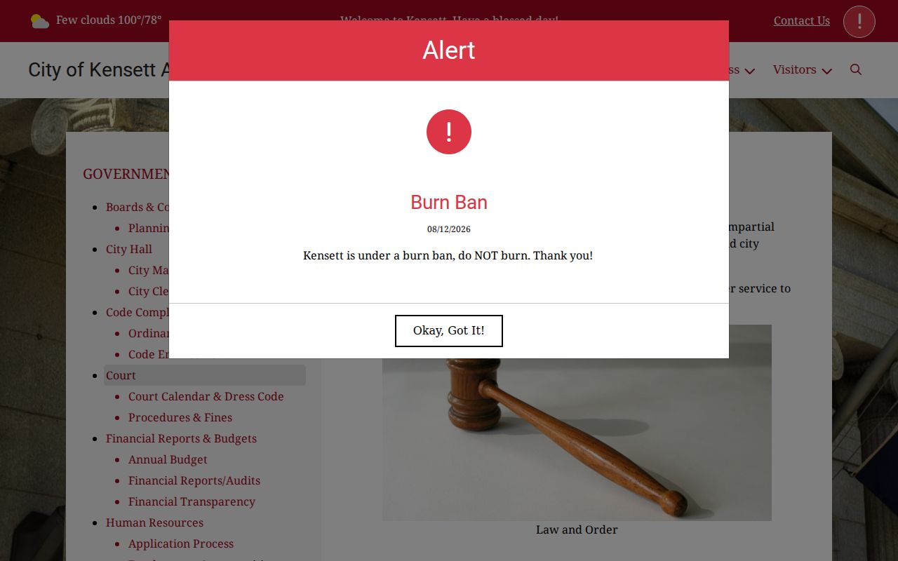 Kensett court records and official local court contacts