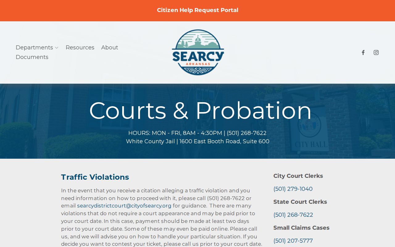 White County Searcy court records procedures from the city court